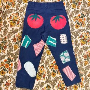 Cutest 1970s Navy Blue Corduroy Pants Custom Tomato Patches Festival - XS / S